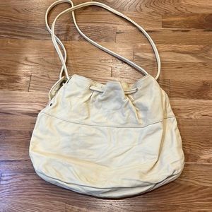 Cream leather drawstring HOBO purse bag